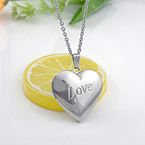 YOUFENG Love Heart Locket Necklace that Holds Pictures Polished Lockets Necklaces Birthday Gifts Unicorn - color: Love