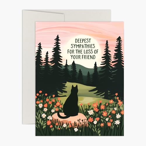 Cat Loss Sympathy Card - Loss of Cat Sympathy Card - "Deepest Sympathies for the Loss of Your Friend" - Pet Loss Sympathy Card - Designed, Printed and Packaged in the USA (Single Card) - size: Single Card