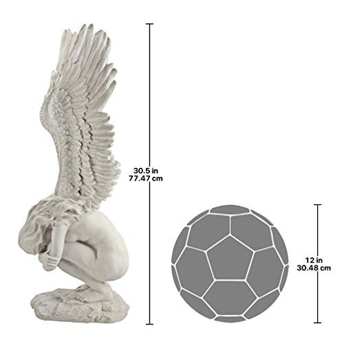 Design Toscano Remembrance and Redemption Angel Religious Indoor/Outdoor Garden Statue, From Base to Top of the Wings Nearly 3 feet tall! Tall, Cast Stone Resin, Antique Stone Finish - style: LARGE REMEMBRANCE AND REDEMPTION
