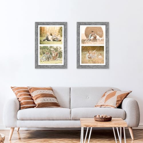 11x17 Collage Frame, 2 Open 8x10 Photo Frame Collage for Wall - color: Grey, size: 11x17 - (2 open8x10)