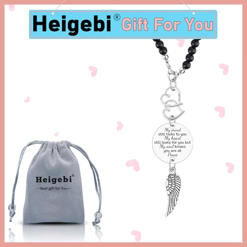 Heigebi Memorial Car Charm Sympathy Gifts for Women Men Sympathy Keepsake Car Mirror Hanging Accessories in Memory of Father Mother Daughter Son Remembrance Gift Rearview Mirror Charm