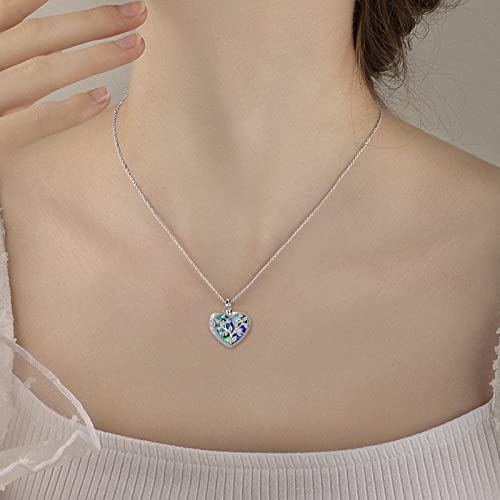 ONEFINITY Cremation Urn Necklace for Ashes Sterling Silver Abalone Shell Tree of Life Locket Necklace That Holds Pictures Heart Cremation Keepsake Memorial Ash Jewelry for Women Men - style: photo locket heart urn necklace