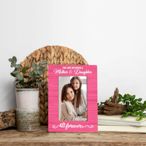 Mother Daughter Photo Frame Gift, Beautiful Mom Birthday Gifts, Christmas Gifts, The Love Between A Mother & Daughter is Forever Photo Frames, Farmhouse Wooden Picture Frame Gift A2 - color: BlueB