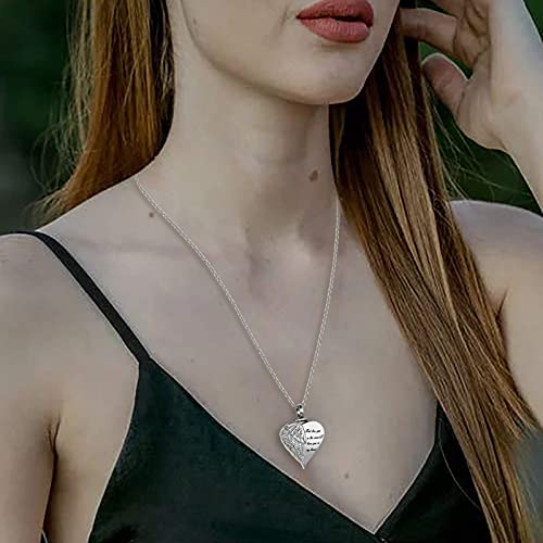 Angel Wing Heart Cremation Urn Necklace for Human Ashes Keepsake Memroial Jewelry God Has You in His Arms I Have you in My Heart - style: Silver-Grandpa