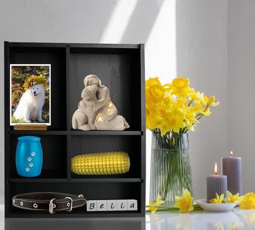 11*14" Solid Wood Pet Memorial Shadow Box Frame with Shelves - color: Black