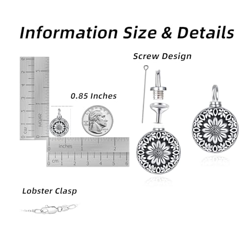 Flower Cute Animal Sterling Silver Pendant Urn Ashes Necklace for Women BF0709 - color: Ball *Sunflower