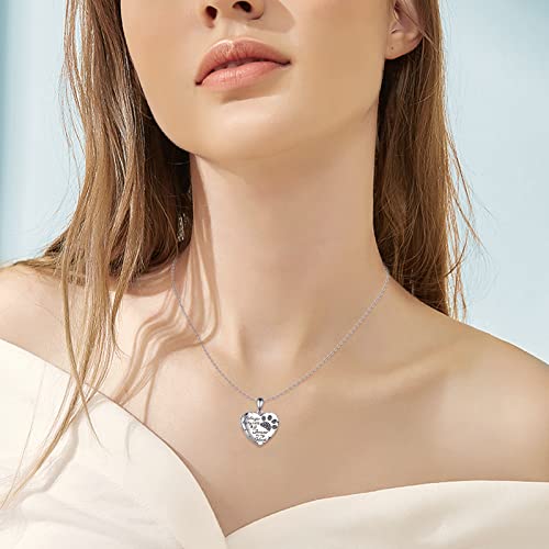 YFN Locket Necklace 925 Sterling Silver Heart Locket Necklace that Holds Pictures for Women Jewelry Gifts - style: heart pet locket