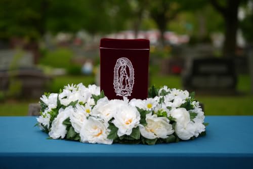 Velvet Urn Bag with TSA Approved Cremation Container | Holds Cremated Ashes of Human Adult | For Use in a Niche or Ground Burial | Fits the Crowne Burial Urn Vault (Navy with Dove) - color: Navy With Dove