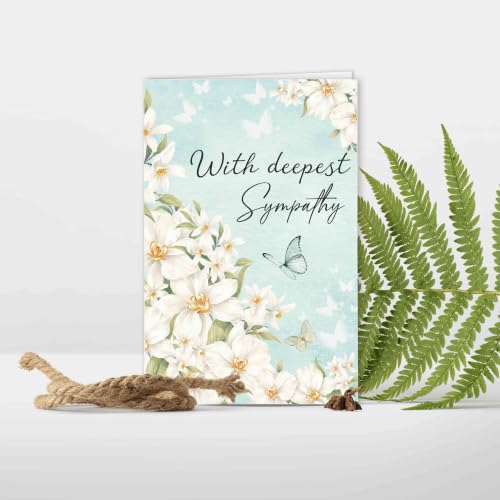Sympathy Card with Printed Message Inside, Condolence Card for Loss of Loved One, Heartfelt Thinking of You Cards, Bereavement Gift for Family Friend Coworker - color: Deepest Sympathy