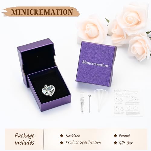 Minicremation Heart Guitar Cremation Pendant Necklace for Ashes Stainless Steel Music Guitar Pick Cremation Keepsake Memorial Urn Necklace - color: Silver&Heart