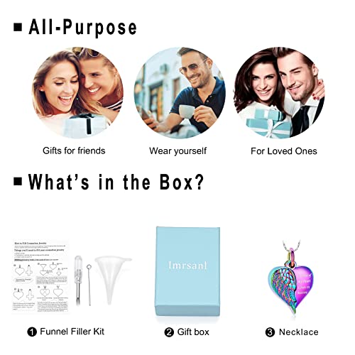 Imrsanl Heart Cremation Urn Necklace Pendant for Human Ashes - A Piece of My Heart Lives in Heaven Memorial Keepsakes Cremation Jewelry - color: Locket-Colorful