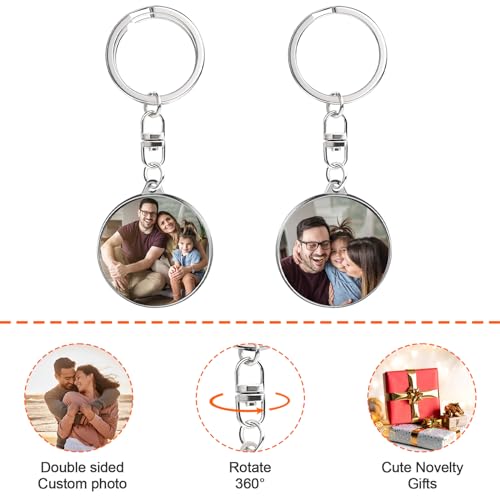 Double Sided Custom Keychain With Picture Alloy Color Printing Personalized Photo Keychain Customizable Text Gifts - color: B-round