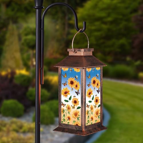 Solar Lantern Outdoor Waterproof Hanging Light Birthday Gifts Sunflower Butterfly - style: Sunflower Butterfly