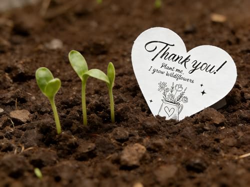 Wivolibe 50 Pcs Plantable Seed Paper Hearts, 2.5"x2" Wildflower Seed Paper for Weddings, Baby Shower Favors, Memorials & Eco-Friendly Gifts, Biodegradable Plantable Gifts Cards