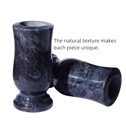 Cemetery Granite Vase for Grave, Natural Stone Heavy Headstone Flower Holder, 10 Inches Height, 4.7 Inches Diameter