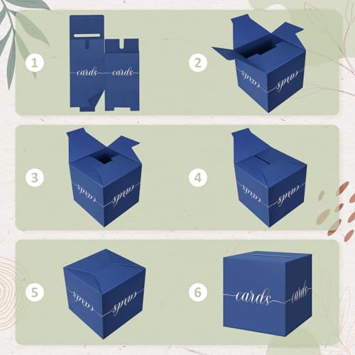 Elegant Card Box for Party, Silver Foil Graduation Card Box, Navy Blue - color: Blue and Silver Foil
