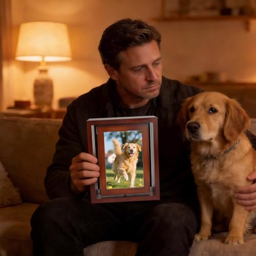 Vivifying Pet Memorial Frame with Clay Kit, 6x4In Foldable Wooden Frame