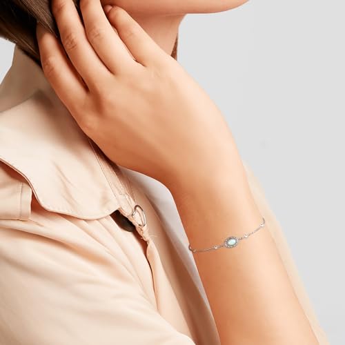 MANBU Sterling Silver Cremation Bracelet for Ashes - style: opal urn bracelet