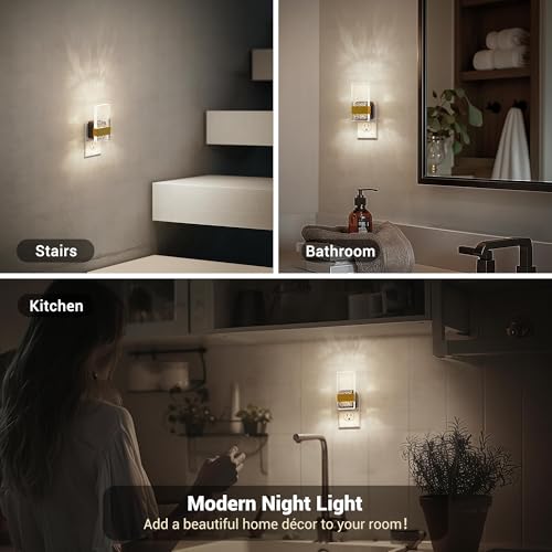 JandCase Night Lights Plug into Wall, Dusk to Dawn Sensor - color: Gold-5000K, size: 2 Pack
