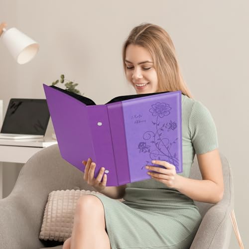 Artmag Photo Album 4x6 300 Photos, Extra Large Capacity Leather Cover Wedding Family Photo Albums Holds 300 Horizontal 4x6 Photos(Purple) - color: Purple, size: 300 Pockets