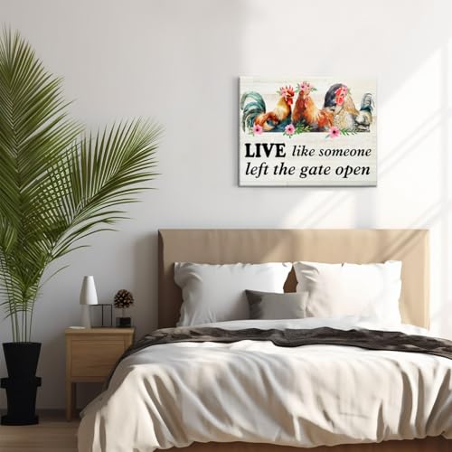 Rooster Wall Art Live Like Someone Left the Gate Open Rooster Wall Decor - color: Live Like Someone