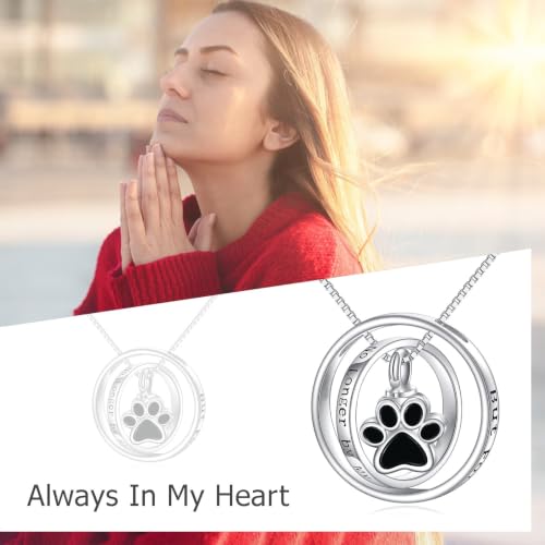 ONEFINITY Urn Necklace for Ashes 18k White Gold Plated Sunflower/Paw Print/Opal Urn Locket Necklace Cremation Jewelry Memorial Keepsake Jewelry Gifts for Women - style: Paw Print
