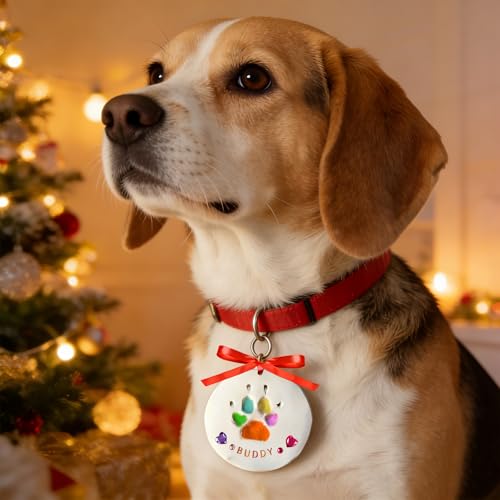 KEEPFINE Pet Paw Print Impression Kit for Dogs Cats with Trinkets, DIY Clay Keepsake, Personalized Gifts for Pet Lovers