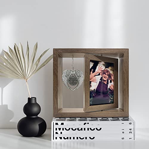 Besoamo Memorial Picture Frame 4x6, Sympathy Gifts for Loss of Loved One, Memorial Gift for Loss of Mom Dad, Rotatable Bereavement Sympathy Photo Frame with Angel Wings, Remembrance Condolence Gift - size: 4x6 inches Photo Frame with Angel Wings