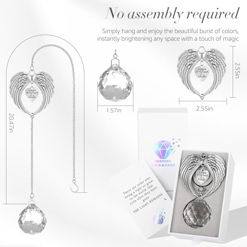 Memorial Sympathy Gifts for Loss of Loved One, Memorial Crystal Suncatcher | Heart-Wings Suncatcher for Mother Remembrance, Miscarriage & Bereavement Grief Gift Ideas for Loss of Mom Dad Husband Baby
