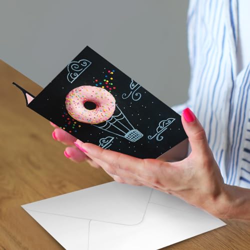 Designer Greetings For Your Words, Blank Cards 6 Pack - color: Donut Hot Air Balloon