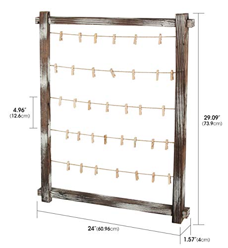 J JACKCUBE DESIGN Photo Wall Display Picture Collage Frame Board for Multi Photo Display Wall Decor with 35 Clips Rustic Wood - MK562B