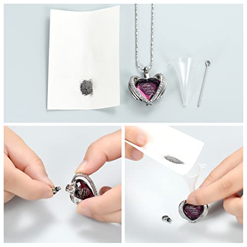 Imrsanl Cremation Jewelry for Ashes Pendant - Crystal Heart Urn Necklace with Mini Keepsake Urn Memorial Ash Jewelry - color: A-Purple