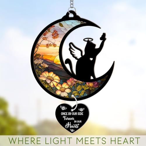 Cat Memorial Suncatcher for Windows - Rainbow Bridge Pet Loss Gift