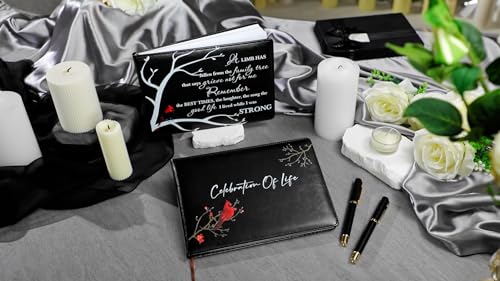 Yingzhao Memorial Funeral Guest Book with Pen 144 Pages Cardinal Funeral Guest Sign in Book for Memorial Service Celebration of Life Party Supplies in Loving Memory(Remember Me) - style: Remember Me