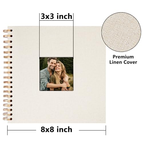 Vienrose 8x8 Inch Scrapbook DIY Small Hardcover Kraft White Pages Scrapbook Photo Album Linen Cover Scrap Book Photo Albums Scrapbooking Supplies Kit for Couple Family Wedding Travel - color: Beige, size: 8 Inch 20 Sheets
