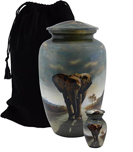 Elephant Cremation Urn with Velvet Bags and Custom Engraving (Keepsake) - size: Keepsake