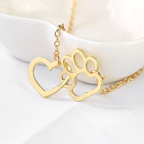 Sisadodo Paw Print Necklace for Women Girls Dog Cat Pet Footprints Choker Necklace Jewelry for Birthday Christmas Gifts Gold - size: Gold