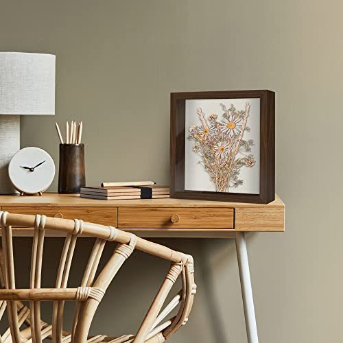 Americanflat 11x11 Shadow Box Frame with Shatter-Resistant Glass - Silhouette Collection - Large Shadow Box Display Case for Tabletop and Wall Display - Walnut with Soft Felt Back | Shatter-resistant glass, 1.5 inch interior depth, displays keepsakes, med