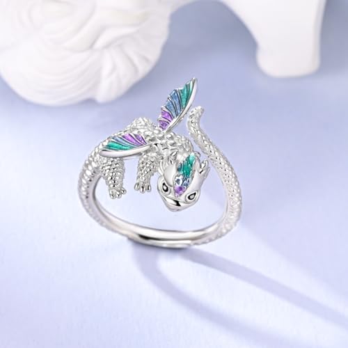 Parmuz 925 Sterling Silver Adjustable Ring for Woman Stackable Open Ring - color: white silver