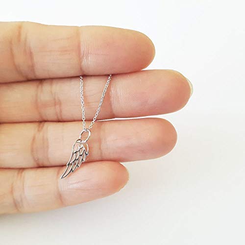 Sterling Silver Tiny Angel Bird Wing Charm Necklace 18"