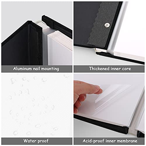 Zesthouse Photo Album Self Adhesive Pages, 60 Pages Magnetic Scrapbook Albums with Sticky Page, Photos Album Holds 8x10 & 5X7 & 4x6 & 6x8 & 3x5, Large Picture Book Ideal Gift for Family Wedding Baby - color: Black, size: 11"x10.6"/White 60 Pages