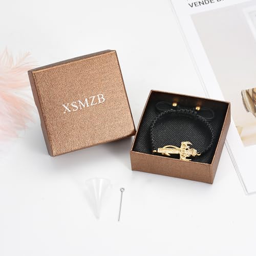 XSMZB Fish Hook Cross Urn Bracelet for Ashes of Loved One Deer Antler Keepsake Ash Bracelets Adjustable Cremation Jewelry Memorial Bangle - color: Gold