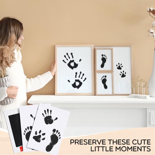 Jetec 30 Set Inkless Baby Footprint and Handprint Kit, Clean Touch Ink Pad for Baby Hand and Footprints, Dog Paw Print Kit with Ink Pads and Imprint Cards for Newborns Babies Pets Gifts (Black) - color: Black