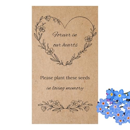 Qty 20 Memorial service seed packet favors, forever in our hearts funeral favors kraft brown seed favors for wakes visitations celebration of life WITH SEEDS