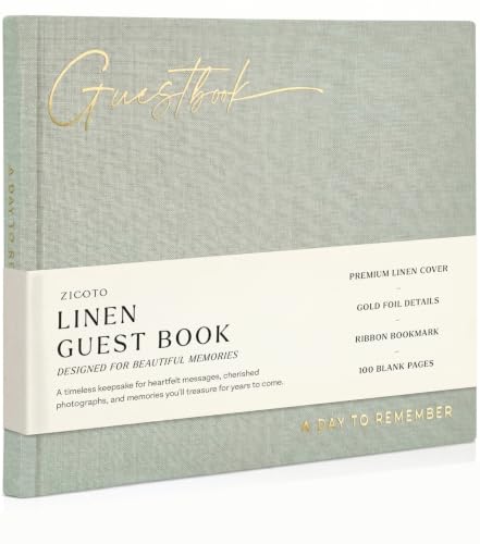 Beautiful Wedding Guest Book for Your Wedding Reception w/ Polaroid Photos | Simply Elegant Guestbook to Sign in and Add Photos - The Perfect Baby Shower Guest Book for the Special Day - color: Sage