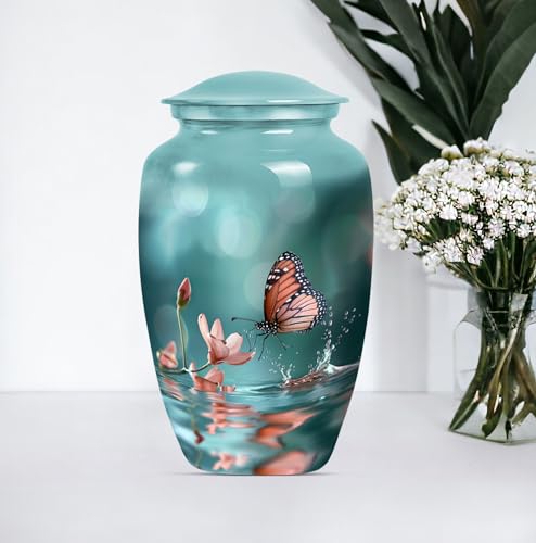 Butterfly Urn for Ashes - Large Adult Urn - 200 lbs Capacity - Polished Multicolor Metal Urn - 10 INCH - size: #1 (Large Size)