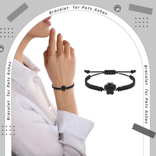 Misdary Cremation Urn Bracelet, Pet Memorial Keepsake - style: Black