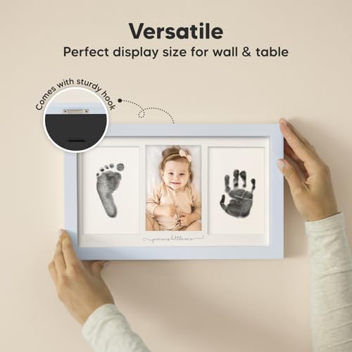 Inkless Hand and Footprint Kit, Boy Girl Newborn Keepsake (Mist Blue) | No Mess Ink Pad for Baby Handprint, Clean Touch Paw Print Kit for Dog Picture Frame, Personalized Baby Christmas Shower Gifts - color: Mist Blue