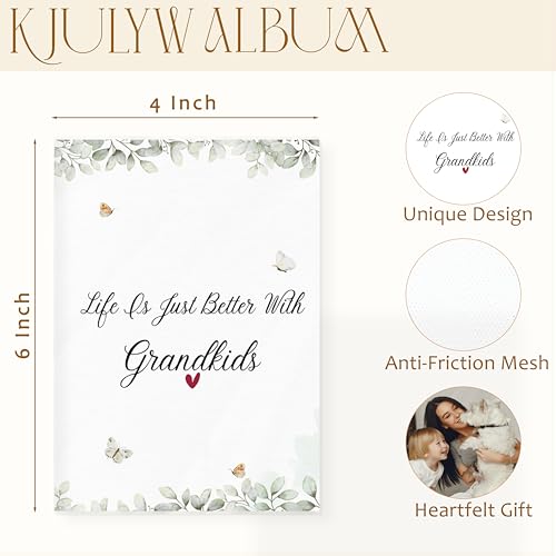 Grandparents Gifts Photo Album 4x6, Grandma Grandpa Gifts from Grandkids, Life Is Just Better with Grandkids Small Memory Photo Album Book for 18 Pockets Hold 36 Pictures - color: For Grandkids