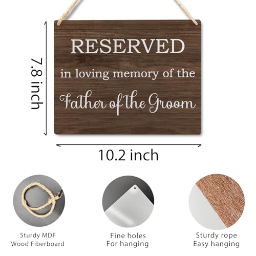 Ryeolo Reserved Row Signs for Wedding, This Row is Reserved Wood Hanging Signs, Reserved Seating Signs, Wedding Reserved Signs for Chairs, 10.2x7.8 Inches (Father of the groom) - color: Father of the groom